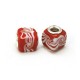 2 perles cube europeennes lampwork rouges pour cuir 5mm