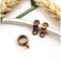 3 perles belieres haute qualite bronze  8x4mm avec anneau pour cuir 5mm