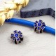perle europeenne argent antique 6 branches avec strass bleu vif pour cuir 4mm