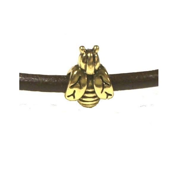 perle europeenne abeille doree pour cuir 3 a 5 mm