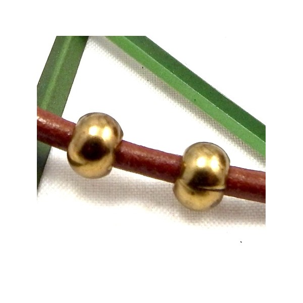 6 perles metal zamak plaque vieil or lisses pour cuir 2 a 3mm