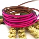 Cordon cuir plat 3mm rose fluo rouleau