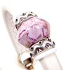 perle passe cuir ceramique artisanale marbree bordeaux et rose 23x13mm