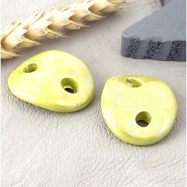 2 intercalaires ceramique vert pistache pour cuir 3mm