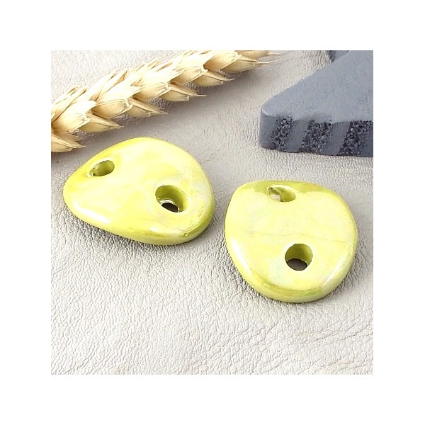 2 intercalaires ceramique vert pistache pour cuir 3mm