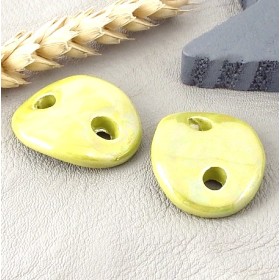 2 intercalaires ceramique vert pistache pour cuir 3mm