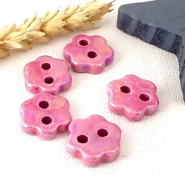 5 connecteurs ceramique passe cuir fuchsia 20mm pour cuir 2mm