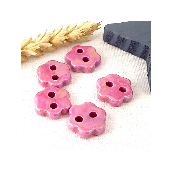 5 connecteurs ceramique passe cuir fuchsia 20mm pour cuir 2mm