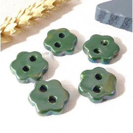 5 connecteurs ceramique passe cuir vert irise 20mm pour cuir 2mm