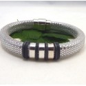 Kit tutoriel bracelet cuir regaliz argent paillettes avec perles et fermoir plaque argent