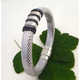 Kit tutoriel bracelet cuir regaliz argent pailleté