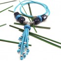 kit tutoriel collier cordon turquoise perles céramique noires