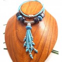 kit collier suedine turquoise et perles céramique
