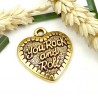 pendentif coeur rocknroll metal dore 27x29mm
