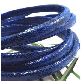 Cuir regaliz bleu vif reptile