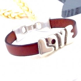 kit bracelet cuir marron et argent boho