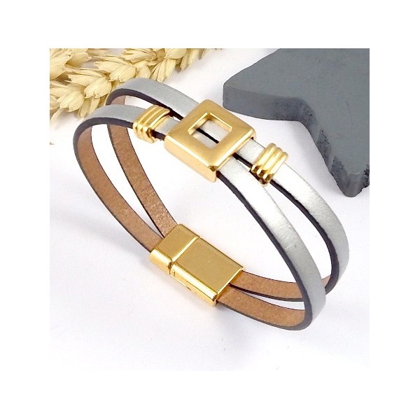 kit tuto bracelet cuir argent et or