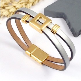 kit tuto bracelet cuir argent et or