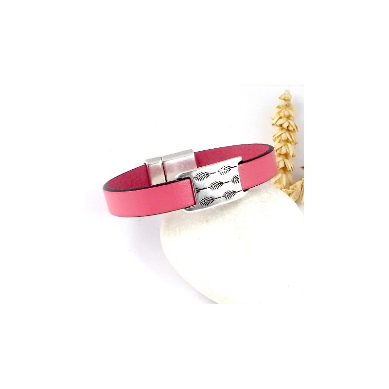Kit tutoriel bracelet cuir rose et argent octobre rose