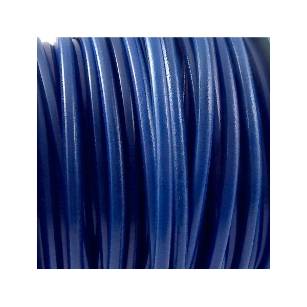 cordon cuir rond 5mm bleu vif par 20cm