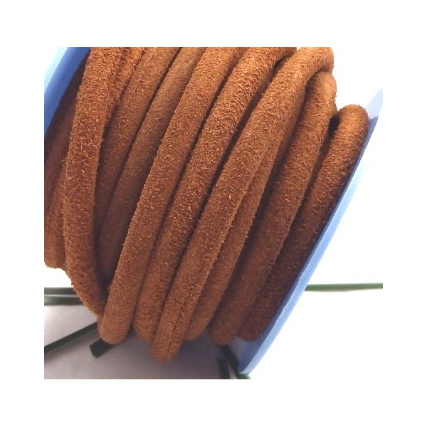 Cordon de daim rond 5mm camel par 20cm