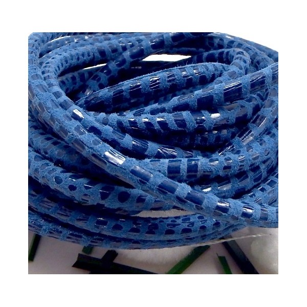 daim rond 5mm bleu facon serpent par 20cm