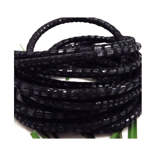 daim rond 5mm noir facon serpent par 20cm