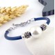 Kit tutoriel bracelet cuir bleu perle nacre et argent