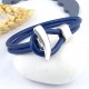 kit tutoriel bracelet cuir bleu vif double fermoir corne argent