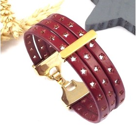 Kit tutoriel bracelet cuir blanc et noir passant geometrique bronze