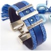 Kit tutoriel bracelet cuir bleu argent et cristal swarovski bleu