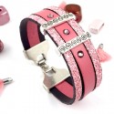 Kit tutoriel bracelet cuir rose argent et cristal swarovski pink