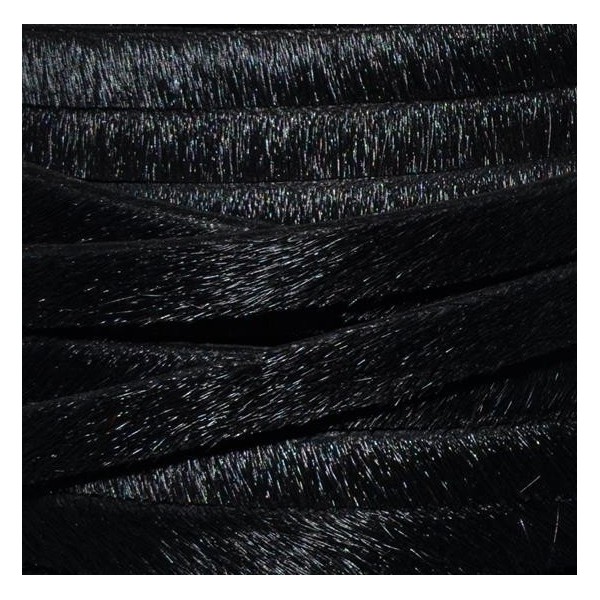 lacet cuir plat a poils noir 5mm par 20cm
