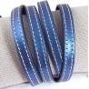 cuir plat couture bleu metal 