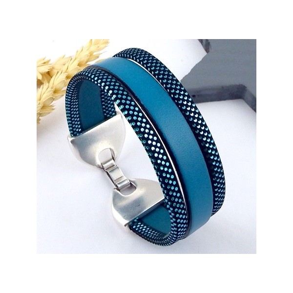 Cuir plat 10mm bleu petrole- exemple bracelet