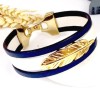 Kit bracelet cuir ivoire bleu et plume flashe or avec tutoriel