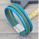 cuir plat 6mm vert deux coutures turquoise 