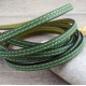 cuir plat 6mm vert deux coutures turquoise 