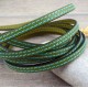 Exclu cuir plat 6mm vert deux coutures turquoise 