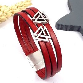 Bracelet cuir rouge geometrique et son tutoriel