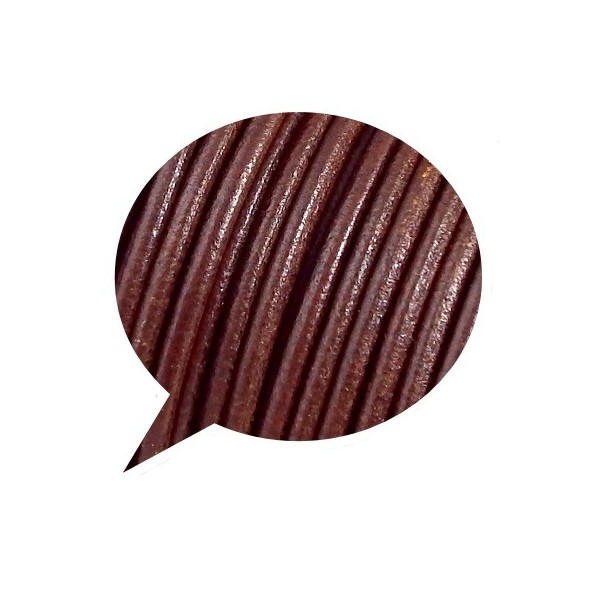 Cordon cuir rond marron par 20cm
