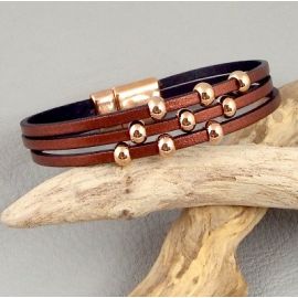 kit bracelet cuir cuivre et or rose avec tutoriel