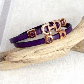 Kit tutoriel bracelet cuir deux gris et or rose