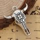 1 pendentif boheme tete de bison hippie argentee