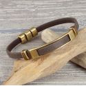 Kit bracelet cuir taupe et bronze