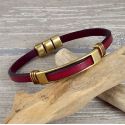 Kit bracelet cuir bordeaux et bronze