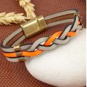 Kit tutoriel bracelet cuir mastic orange et bronze
