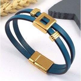 kit bracelet cuir turquoise et flashe or avec tutoriel