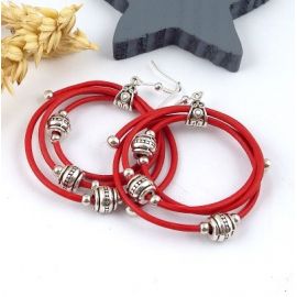 Kit boucles d oreille en cuir rouge avec perles argent tutoriel offert