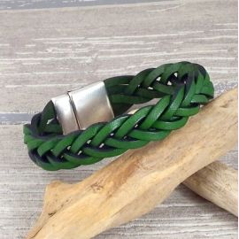 Kit bracelet cuir naturel tresse fermoir bronze